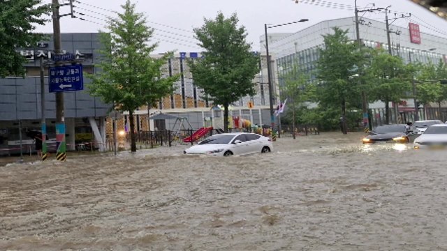 [제보영상] 계단 타고 빗물 '콸콸'... 일정 모두 취소 / YTN
