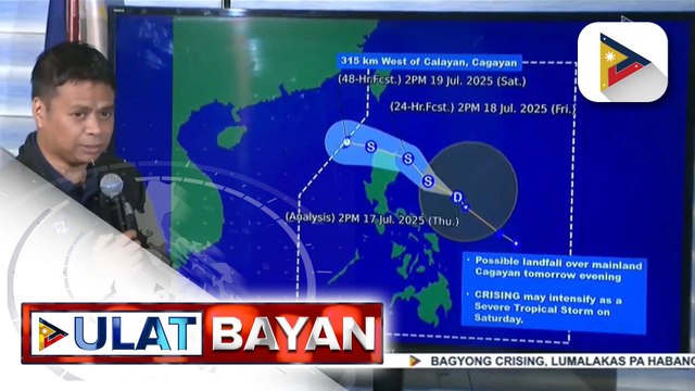 TD #CrisingPH, nasa 335 kilometers sa hilagang-silangan ng Virac, Catanduanes