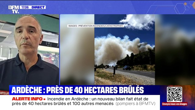 Incendie en Ardèche: Pas d'enjeu ni humain, ni bâtimentaire , indique le colonel Laurent Courtial, directeur départemental adjoint du SDIS de l'Ardèche