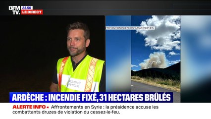 Incendie en Ardèche: le feu est fixé, mais 45 sapeurs-pompiers restent mobilisés sur place