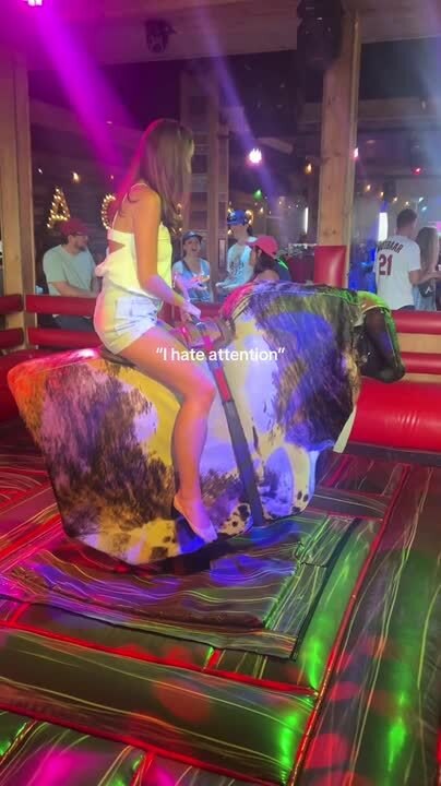 Girl Falls Instantly While Riding Mechanical Bull