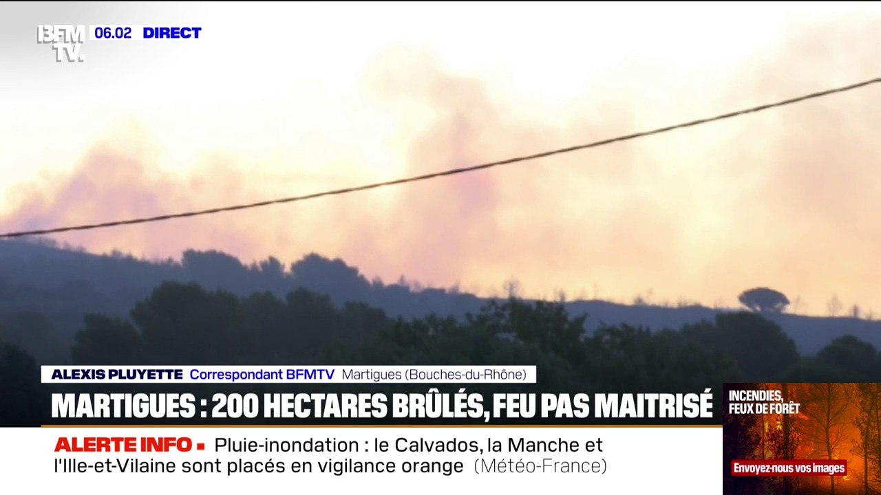 Incendie à Martigues: le feu n'est toujours pas fixé et a déjà ravagé 200 hectares