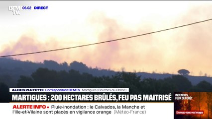 Incendie à Martigues: le feu n'est toujours pas fixé et a déjà ravagé 200 hectares