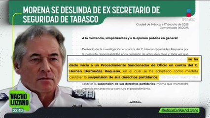 Morena suspendió los derechos partidarios de Hernán Bermúdez Requena