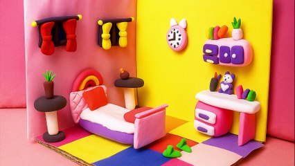 Mini Clay Doll House Bedroom | Cute DIY Room for Dolls