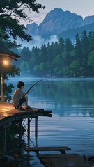 Lake Mist Morning — A Peaceful Anime Fishing Escape