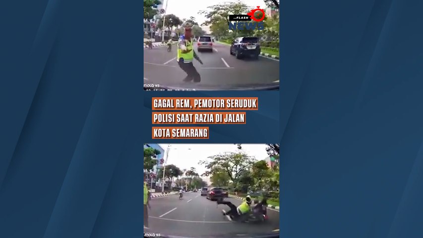 Gagal Rem, Pemotor Seruduk Polisi Saat Razia di Jalan Kota Semarang