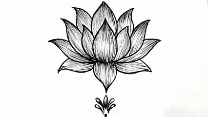 How to draw a flower easy step-by-step - Lotus flower drawing