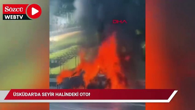 Üsküdar'da seyir halindeki otomobilde yangın