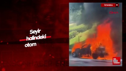 İstanbul'da seyir halindeki otomobilde yangın