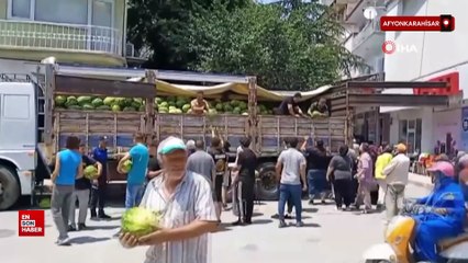 Afyonkarahisar'da ücretsiz 20 ton karpuz dağıttı