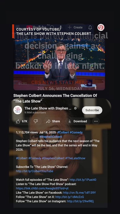 CBS cancels Stephen Colbert’s late-night show, calling decision financial