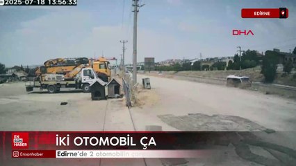 Edirne’de 2 otomobilin çarpıştığı kaza