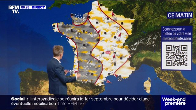 Les orages vont traverser la France ce samedi d'Ouest en Est, les températures en baisse