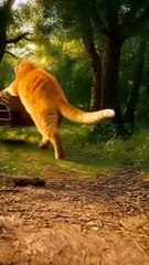 Ai animated orange cat funny cartoon video 😹💥  White tiger Cubs Taken by a Fat Cat!