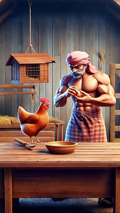 The farmer used to collect the hens' eggs every morning but one egg missing😭 #ai #hen #farmer
