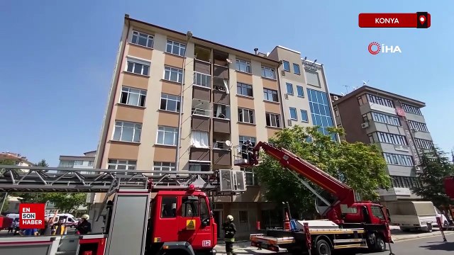 Konya'da apartmanda yangın paniği: 5 kişi dumandan etkilendi