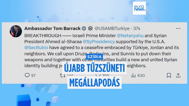 Izrael és Szíria újabb tűzszünetet kötött, a szíriai elnök szerint ezt már betartatják a drúzokkal és a beduin törzsekkel is