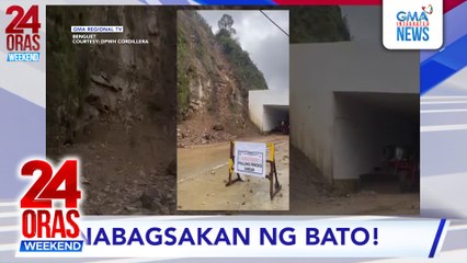 Rockslide, naranasan sa Camp 6 sa Tuba, Benguet; malaking bato, bumagsak sa isang kotse at bahay sa Camp 7 #shorts | 24 Oras Weekend