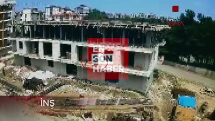 Samsun'da inşaattan düşen ustanın bacağına demir saplandı