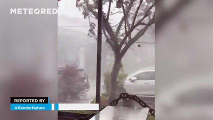 A violent storm is wreaking havoc in Ha Long, Vietnam! Hurricane-force winds, heavy rain, and large hail were reported