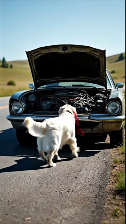 Dog Pulls Broken Down Car