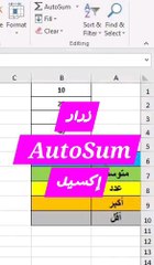 زرار AutoSum إكسيل
