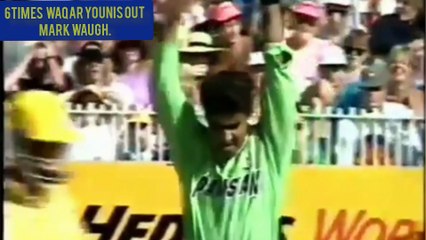 6 dismissals of Mark Waugh by Waqar Younis.Waqar Younis vs Mark Waugh.