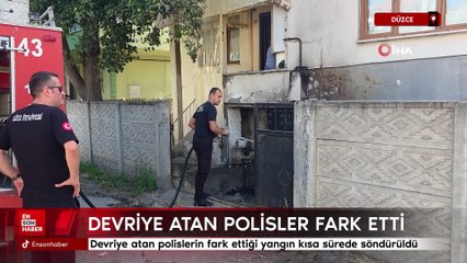 Düzce'de devriye atan polislerin fark ettiği yangın kısa sürede söndürüldü