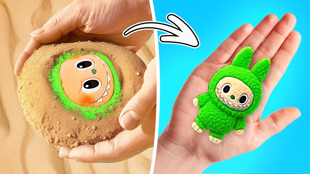 WOW!😲 We found RARE GREEN Labubu in the SAND!💚 *Amazing DIY Crafts*