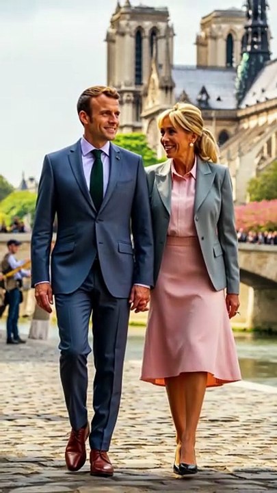 A Chic Parisian Stroll: Macron & Brigitte at Notre-Dame #brigittemacron #parisstyle #fashion #love