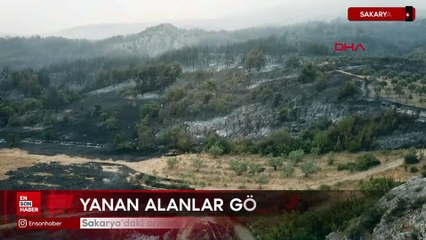 Sakarya'daki orman yangını ikinci günde: Yanan alanlar görüntülendi