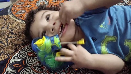 Shocked baby due to gunpoint loaded diaper changing scene😃😉