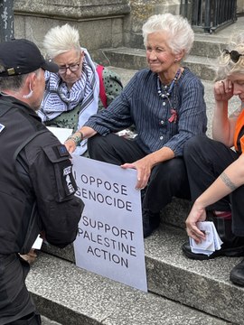 Defend Our Juries peaceful protest in Truro, July 19, 2025