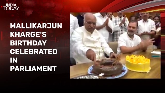 Watch: Congress MPs celebrate Mallikarjun Kharge's birthday in Parliament