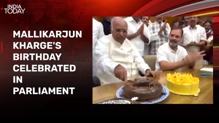 Watch: Congress MPs celebrate Mallikarjun Kharge's birthday in Parliament