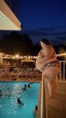 The pool awaits a beautiful splash, she awaitsa brave dive