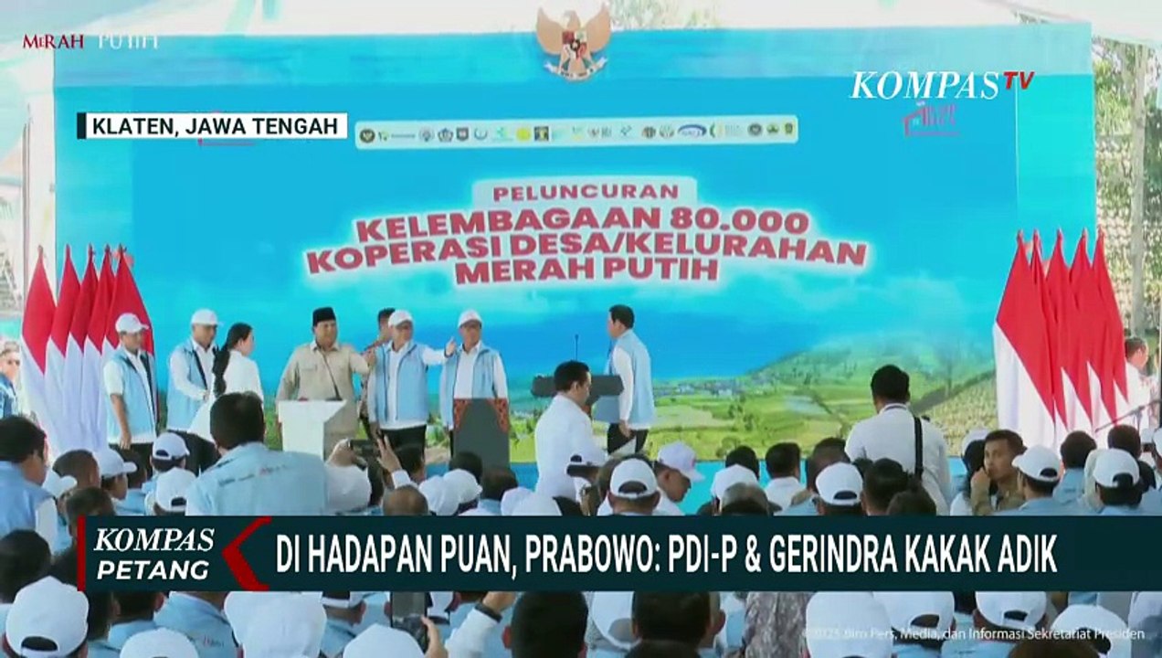 Di Hadapan Puan, Presiden Prabowo Sebut PDI & Gerindra Kakak Adik | KOMPAS MALAM