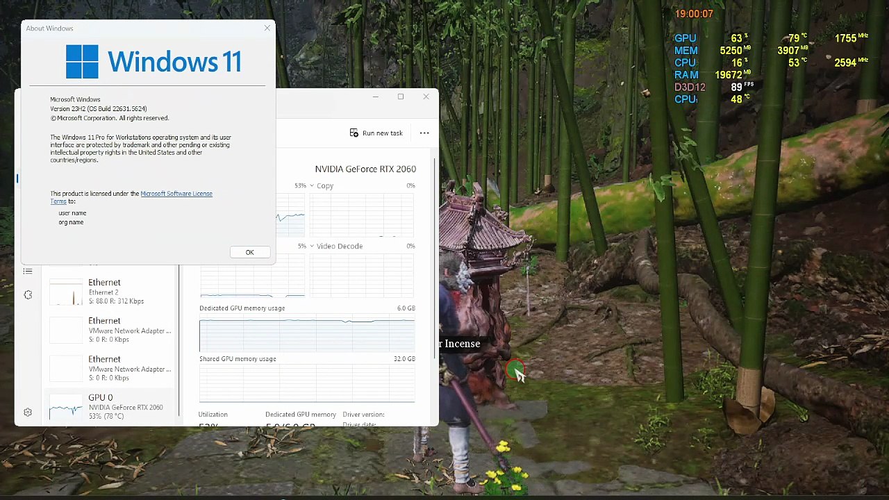 win 11 JULY 2025 - black myth wukong - e5 2696v3 - rtx 2060