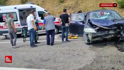 Gümüşhane'de kontrolden çıkan otomobil metrelerce sürüklendi