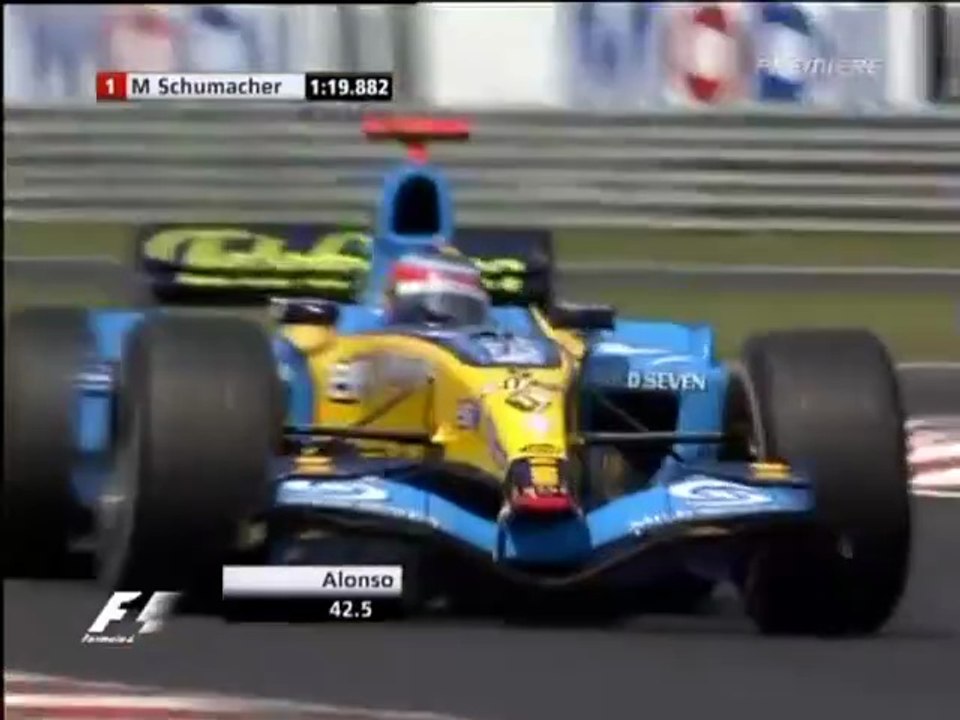 F1 – Fernando Alonso (Renault V10) lap in qualifying – Hungary 2005