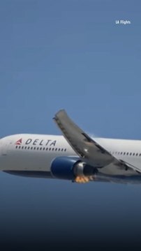 Delta Flight's Engine Bursts into Flames Shortly After Takeoff from Los Angeles Airport