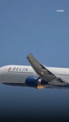 Delta Flight's Engine Bursts into Flames Shortly After Takeoff from Los Angeles Airport