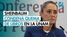 Sheinbaum condena quema de libros en la UNAM durante marcha contra la gentrificación