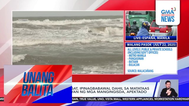 Pagpalaot sa dagat, ipinagbabawal dahil sa matataas na alon; kabuhayan ng mga mangingisda, apektado | Unang Balita