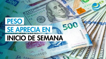 Peso se aprecia en inicio de semana ante un debilitamiento del dólar