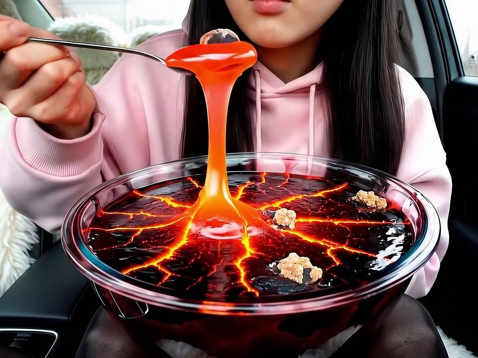 Lava Mukbang #oddlysatisfying #mukbang #lavaasmr #lava #asmr #satisfying #slime #veo3