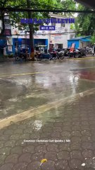 Floodwaters remain along Cecilia Muñoz Street in front of Universidad de Manila due to ‘Habagat’