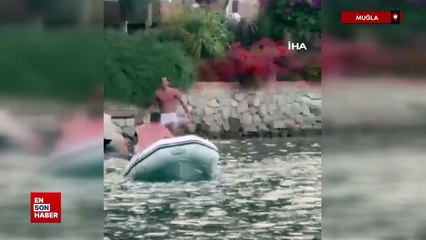 Muğla'da kaçmaya çalışan şüpheliyi kürekle böyle durdurmaya çalıştılar