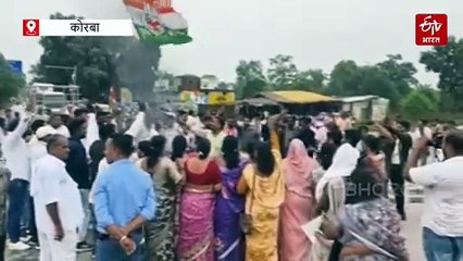 कांग्रेस की आर्थिक नाकेबंदी : कटघोरा में वाहनों की लंबी कतार, ईडी का पुतला फूंककर केंद्र के खिलाफ नारेबाजी